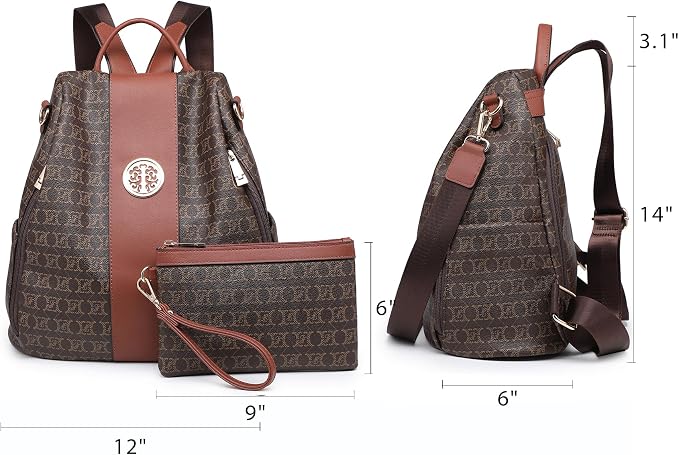 Women Fashion Backpack Purse Multi Pockets Anti-Theft Rucksack Travel Shoulder Bag Handbag - Image 6