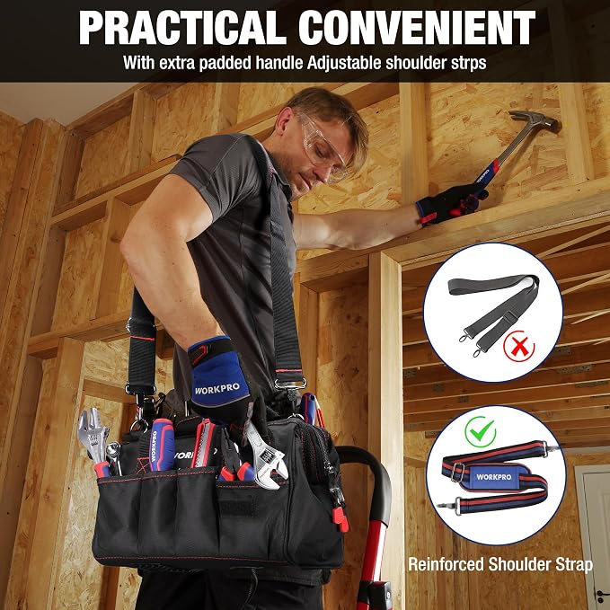 Workpro 12-inch Close Top Wide Mouth Storage Tool Bag, W081020A - Image 7