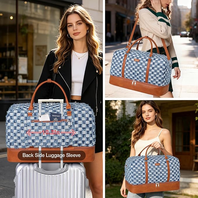 IBFUN Weekender Bags for Women, 21" Weekender Travel Bag, Travel Duffle Bag with Shoe Compartment Carry on Overnight Duffel Bag for Weekend Travel Business Trip, 3PCS - Image 3