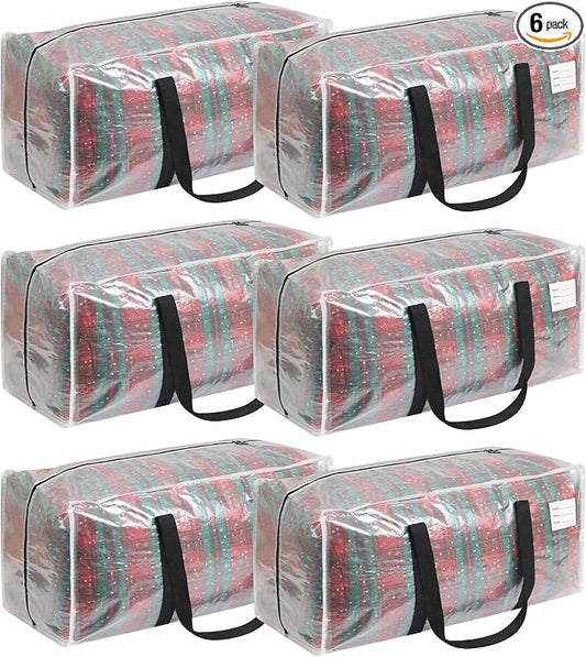 VTSVTS 6 Pack Extra Heavy Duty Large Moving Bags with Comfortable Handle & Strong Zipper,Storage Totes for Space Saving Moving Storage College Supplies Alternative to Moving Box,Clear by VTSVTS