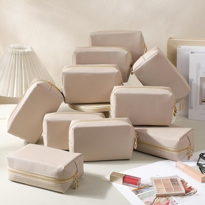 Kigeli Aesthetic Makeup Bags PU Leather Cosmetic Pouches Waterproof Plain Toiletry Bags Makeup Pouches Bulk for Women Party Gift Travel Storage Organizer(Nude Color,7.1 x 2.8 x 4.3 in) - Image 5