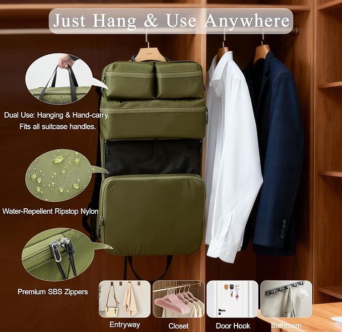 Bee Nesting 6-in-1 Hanging Travel Shelves,Compression Packing Cubes Organizer for Luggage,Portable Closet with 6 Compartments,Water-Repellent Carry On Packing Storage for Business,Gym,Cruise - Image 4