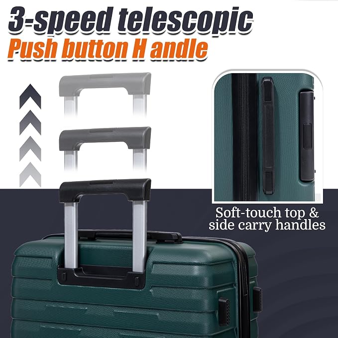 Cosbarn Luggage Sets 5 Piece Suitcases with Wheels, Suitcase Set ABS Hard Case Luggage with Lock Spinner Wheels Durable Travel Luggage - Image 3