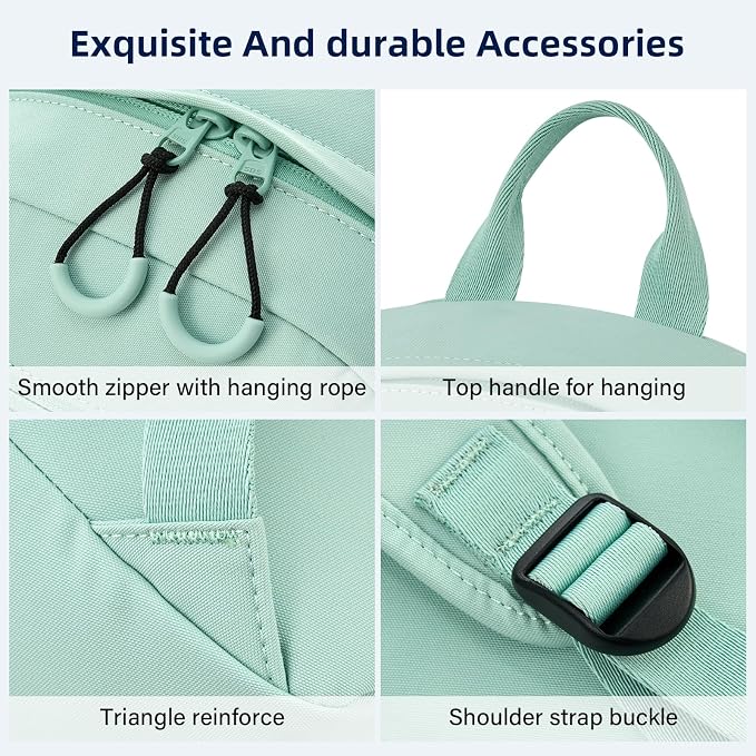 HanTrip Carry On Travel Backpack For Men Women, 13 Inch Small Mini Work Bag Personal Item Backpacks, Camping Back Pack Lightweight Hiking Daypack For Office Nurse Commuter (Cyan) - Image 4