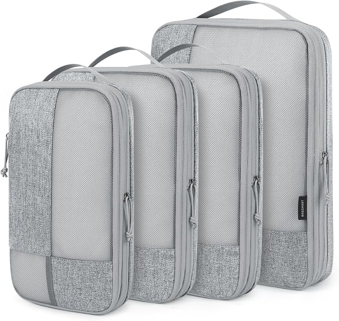 BAGSMART Compression Packing Cubes for Travel, 4 Set Luggage Organizer Bags | Fits 20/24/28in Carry-On Suitcases, Compressible Bags Streamline Cruise Travel Essentials, Sturdy Handles, Machine Washable by BAGSMART