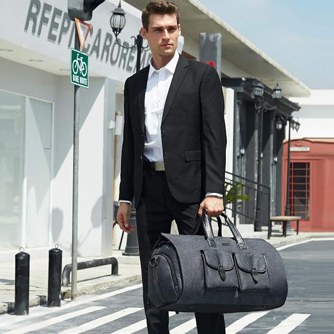 UNIQUEBELLA Travel Garment Duffel Bag, 45L Carry on Suit Bag for Men Convertible Foldable Weekend Bag with Shoe Compartment - Image 3