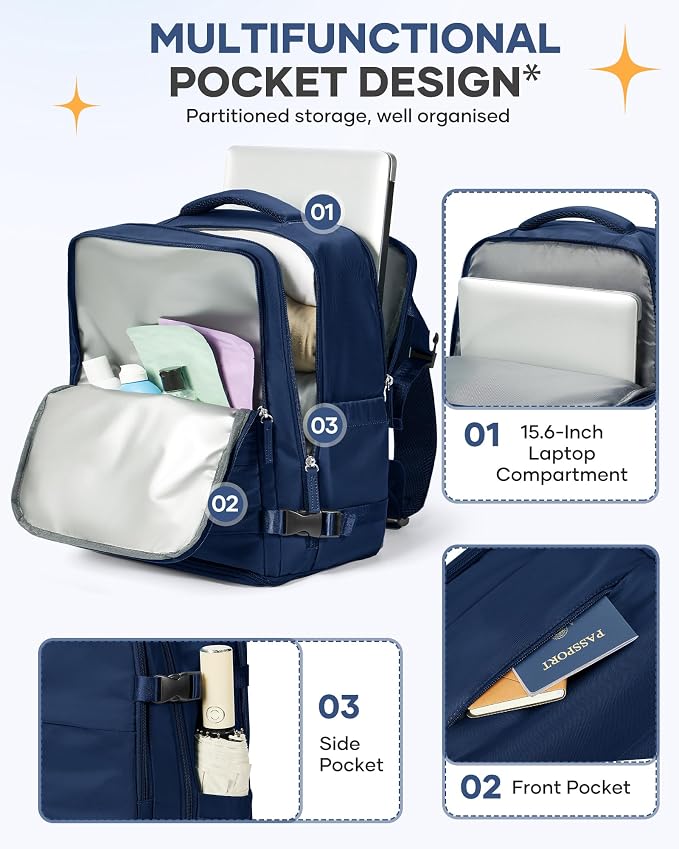 coofay Travel Backpack Carry on Flight Approved Carry on Backpack for Airplanes Personal Item Travel Bag 18x14x8 Inches Traveling Backpacks Airback Backpacks for Traveling Mochila de Viaje - Image 4