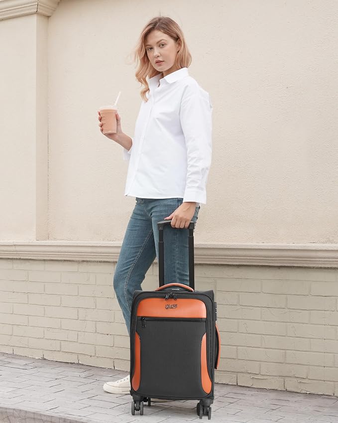 Carry On Luggage 22x14x9 Airline Approved, 20 Inch Softside Suitcase with 4 Pcs, Lightweight Luggage for Women Men with TSA Lock and 4 Spinner Wheels, Soft Side Carry-on Suitcases for Travel - Image 2