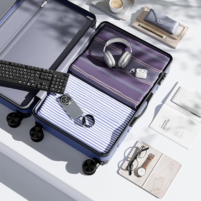 OLIXIS 20 Inch Carry-On Luggage, Hardside Suitcase with Spinner Wheels, Lightweight ABS Hard Shell Travel Luggage, TSA Approved Lock, Expandable Small Suitcase for Business & Travel–Blue - Image 6