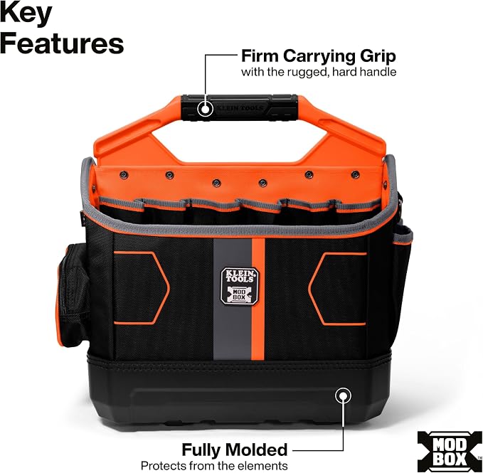 Klein Tools 62202MB MODbox Tool Tote, Part of the MODbox Mobile Workstation, 33 Pockets, Ample Tool Storage, Zipper Pocket for Small Items - Image 2