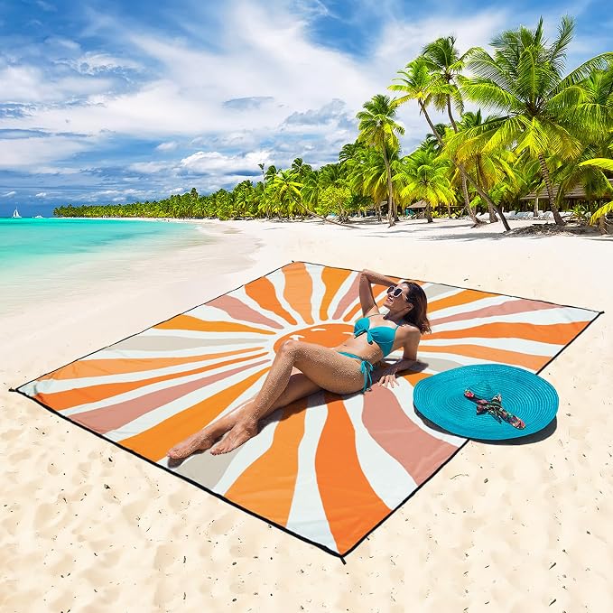 HIHOHO Beach Blanket Waterproof Sandproof Extra Large Beach Mat 79" X 83"/120"x108"for 1-8 Adults Quick Drying Durable Outdoor Picnic Mat for Beach Travel Camping Hiking - Image 5
