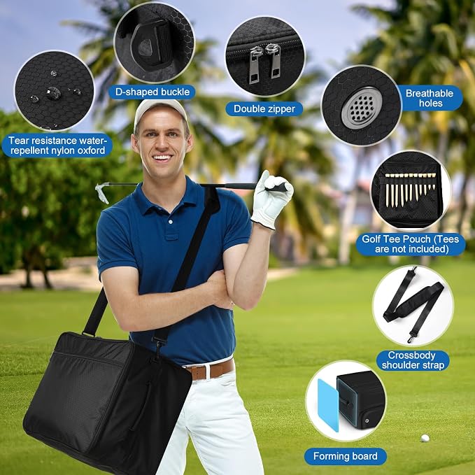 Golf Trunk Organizer for Car SUV with Shoe Compartment & Divider | 2-Layer Golf Storage Bag for Balls, Tees, Accessories | Waterproof Golf Locker Gift for Men, Dad, Golfers - Image 6