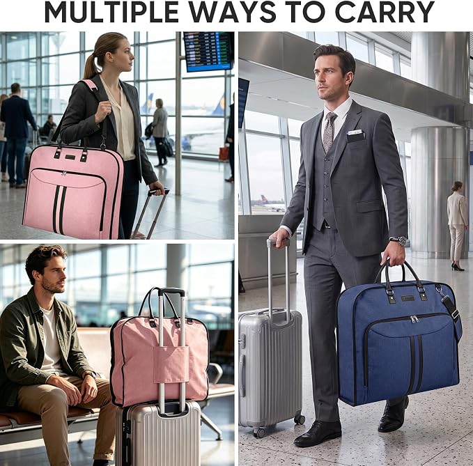 BALEINE Travel Garment Bag, Travel Suit Bag for Men, Water Resistant Carry on Garment Bag for Hanging Clothes, Garment Duffel Bag for Travel Business (Blue, 48") - Image 9