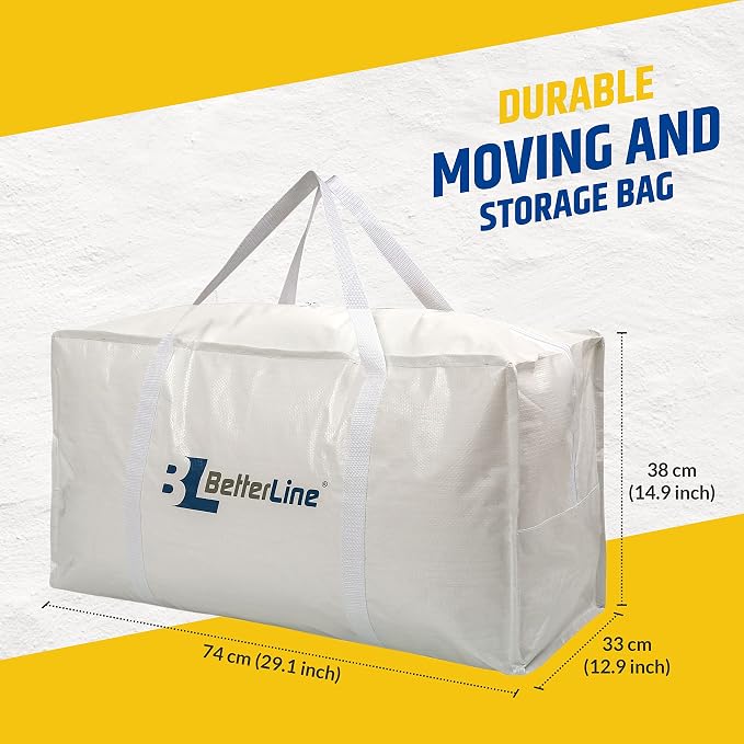 Heavy Duty Moving and Storage Bag,29"x13"x15" Inches Tote with Reinforced Handles,Holds up to 65 lbs.,Tear and Water Resistant,Multi-Purpose and Foldable Double Zipper Polypropylene Bag,Set of 2 - Image 5