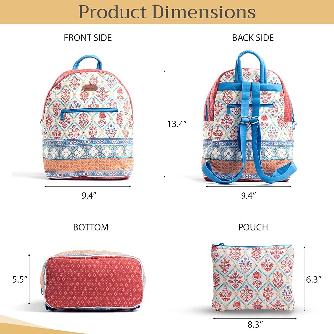 Maison d' Hermine Backpack for Women Men Cotton Shoulder Multipurpose Rucksack with Small Pouch Lightweight Multi Pocket Bag for Travel Work Beach Perfect for Spring Summer (Romane) - Image 5