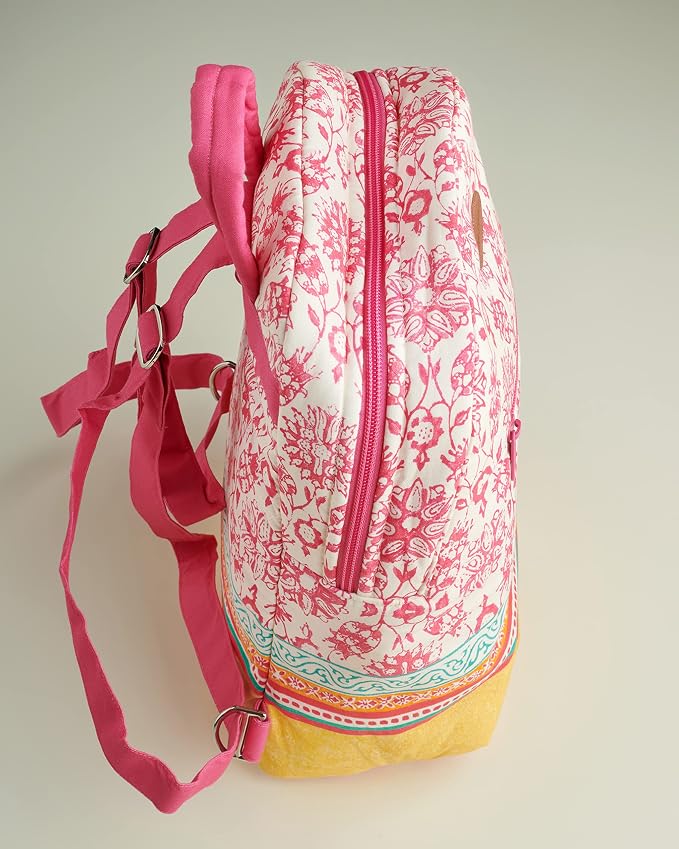 Maison d' Hermine Backpack for Women Men Cotton Shoulder Multipurpose Rucksack with Small Pouch Lightweight Multi Pocket Bag for Travel Work Beach Perfect for Spring Summer (Katmandou - Fushia) - Image 9
