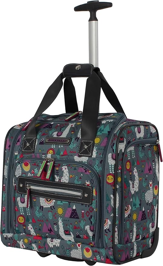 Lily Bloom Designer 15 Inch Carry On - Weekender Overnight Business Travel Luggage - Lightweight 2- Rolling Wheels Suitcase - Under Seat Rolling Bag for Women (One Size, Llama Mama) - Image 2