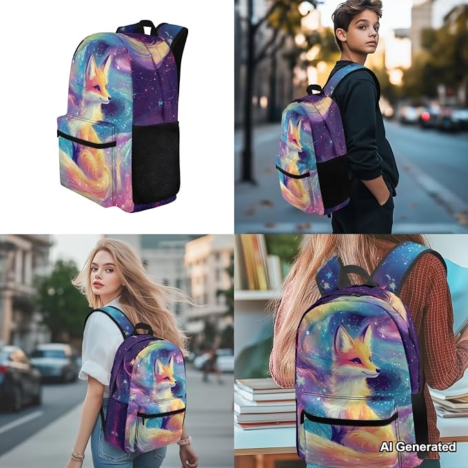 Galaxy Fox 5th Grade Backpacks for Girls 17 Inch Bookbag Set for Elementary School Kids Girls Backpack and Lunch Box Set of 4 Lightweight Backpack for School Ages 8-10 10-12 - Image 4