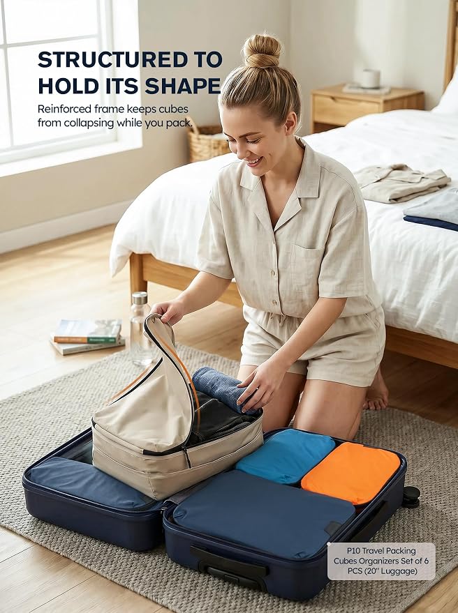 Tolaccea Travel Packing Cubes Set Compression Organizers for 20" Luggage | Lightweight Ripstop Nylon | Compression Zippers Save Space | Organized Packing for Weekend Business Trips | Extra Laundry Bag - Image 9
