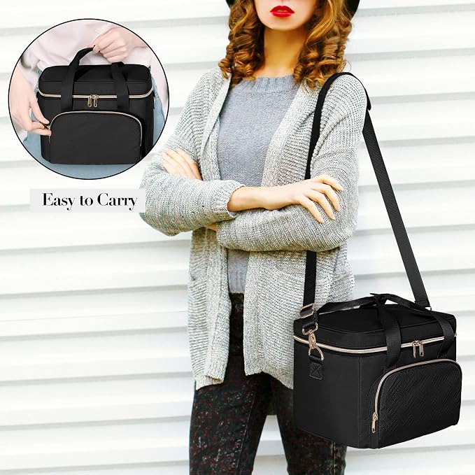 Large Makeup Bag for Women, Cosmetic Case, Travel Makeup Organizer | Large Cosmetic Case with 2 Pouches & Adjustable Dividers, Makeup Organizer Fits Bottle Vertically, Portable Travel Accessory - Image 6