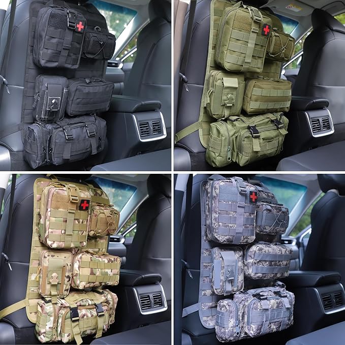 BXBXHD 6 Pack Tactical Truck Organizer Back Seat Storage Car Seat Storage Bag Molle Panels for vehicles, Car and SUV with Lots of Handy Compartments (Khaki) - Image 7