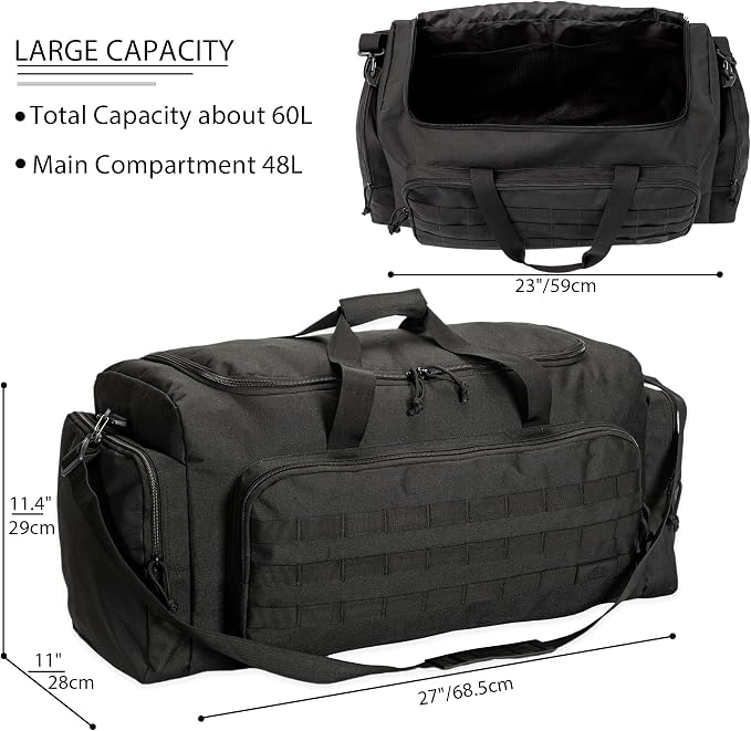 APRILBAY Super Quality 60L Large Duffel Travel Bag Luggage Foldable Bag Cargo Sport Gear Equipment Skiing Hardware Bag Heavy Duty& Durable(Black) - Image 5