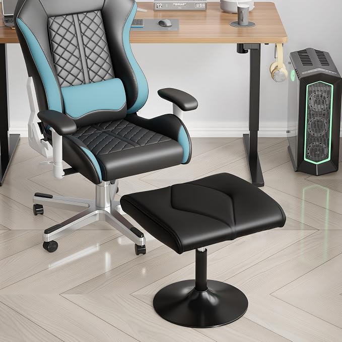 VECELO Foot Rest Under Desk Ottoman, PU Height Adjustable Footrest with Comfort Padding, Leg Rest for Desk for Relieving Leg Pain, Stiffness, and etc, Black - Image 5