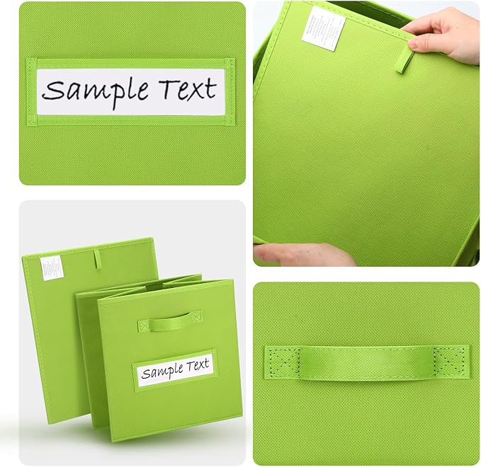 Fabric storage cubes (8 Pack) 13 Inch Cube Storage Bin, cube organizer bins with 8 Labels Window Cards & a Pen, Foldable cube organizer bins and Storage Box, lime green - Image 3