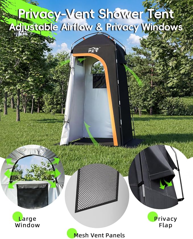 Large Shower Tent, Portable Privacy Tent with Mesh Floor & Carrying Bag, Lightweight & Sturdy, Easy Set Up, Portable Changing Room for Camping & Hiking, Fishing, Beach - Image 4
