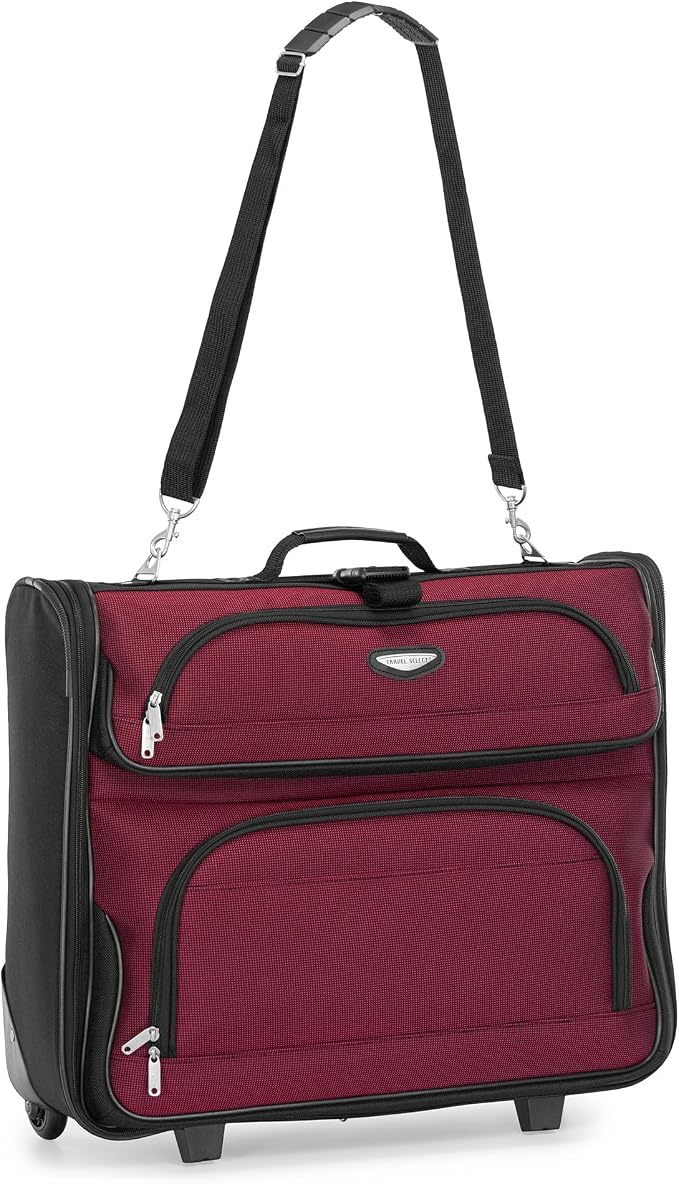 Travel Select Amsterdam Business Rolling Garment Bag, Softside Expandable Rolling 2-Wheeled Suit Carrier, Red, One Size - Image 9