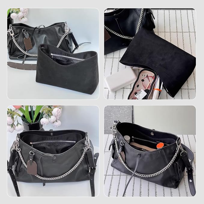 Dupontpaper Purse Organizer Insert Compatible with LV CarryAll Cargo Vibe MM Bag,Upgraded Lightweight Water-Resistant Bag Organizer Insert Shaper for Luxury Handbag Tote（Black, MM） - Image 5