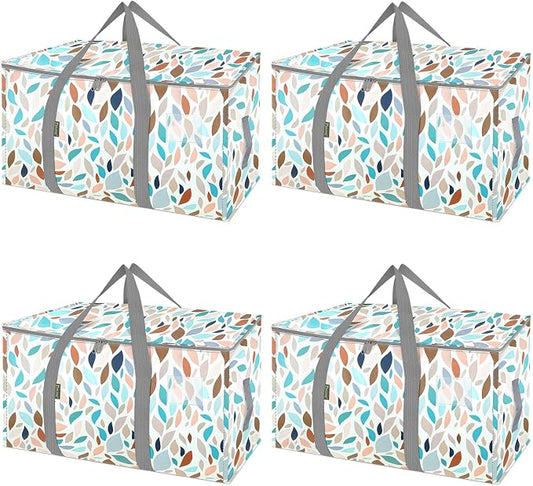 BALEINE 4-Pack Oversized Moving Bags with Reinforced Handles, Heavy-Duty Storage Tote for Clothes, Moving Supplies (Mosaic, 4-Pack) by BALEINE