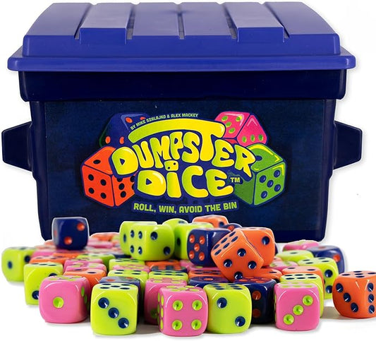 Big Discoveries Dumpster Dice - Fast-Paced Family Dice Game | Fun 4-Player Board and Dice Game with Dumpster, 80 Dice, and Graffiti Stickers | Perfect for Travel, Parties, and Game Night