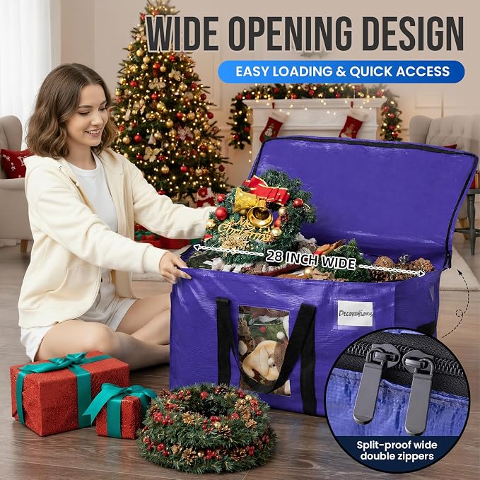 TAILI 4 Pack Dark Blue Extra Large Moving Bags, Heavy Duty Totes with Visible Window, Wrap Around Handles, Great for Storage - Image 4