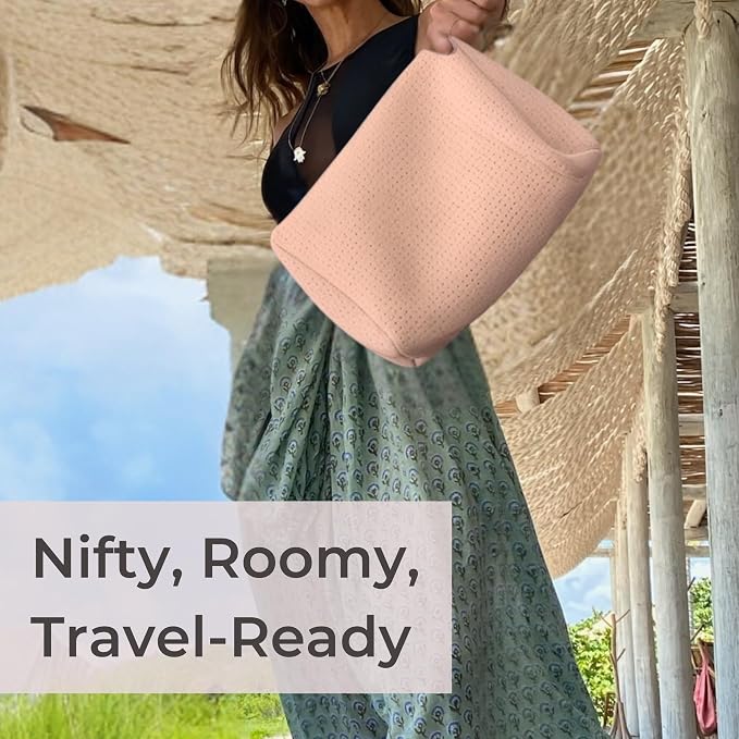 POPUPS Large Makeup Bag with Zipper, Tan - Waterproof Neoprene Cosmetic Bag 7.7 x 10.75 x 5 inches - Image 7