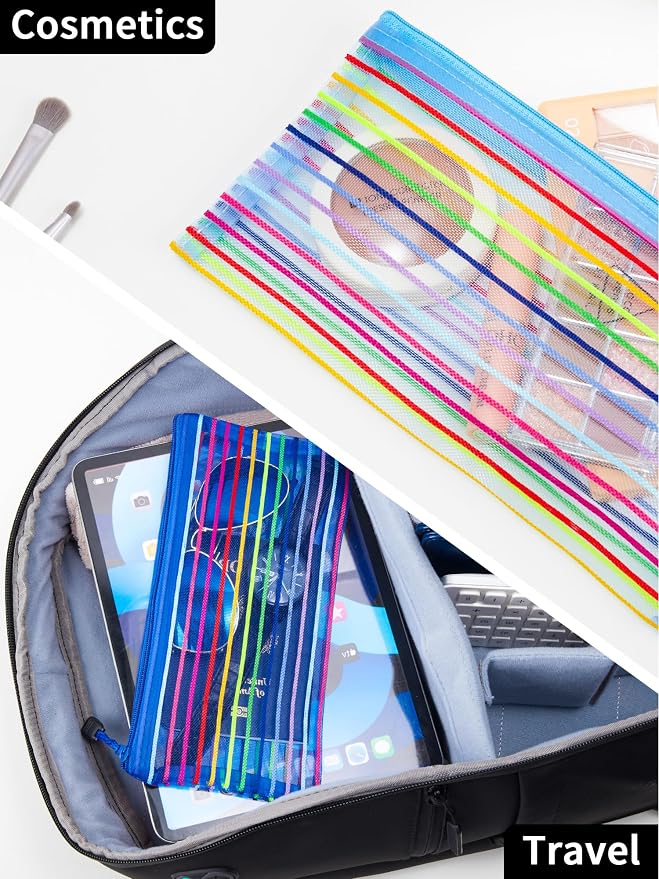 JARLINK Zipper Mesh Pouch, 40 Pcs multi-use Pencil Pouches in 10 Colors | Multipurpose Pencil Pouch Bulk for School, Office Supplies, Cosmetics, Makeup&Travel Accessories, Mixed Color - Image 7