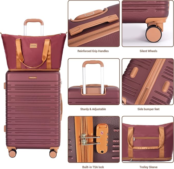4-Piece Luggage Sets 16“20“24”28“,Suitcases with Double Spinner Wheels and TSA Lock,Hardcase 6 set Luggage with Underseat Duffel Bag - Image 9
