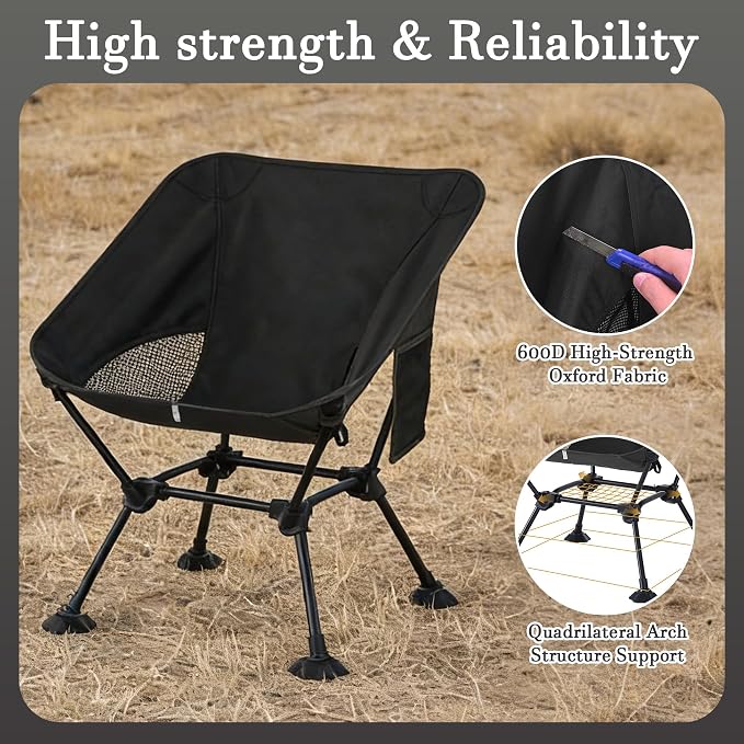 Ultralight Camping Chair,Compact Folding Chair with Anti-Sinking Large Feet and Storage Bag,Lightweight Backpack Chair for Naturehike,Travel,Beach,Hiking - Image 5