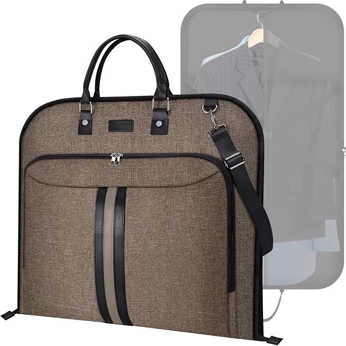 BALEINE Travel Garment Bag, Travel Suit Bag for Men, Water Resistant Carry on Garment Bag for Hanging Clothes, Garment Duffel Bag for Travel Business (Brown, 42") by BALEINE
