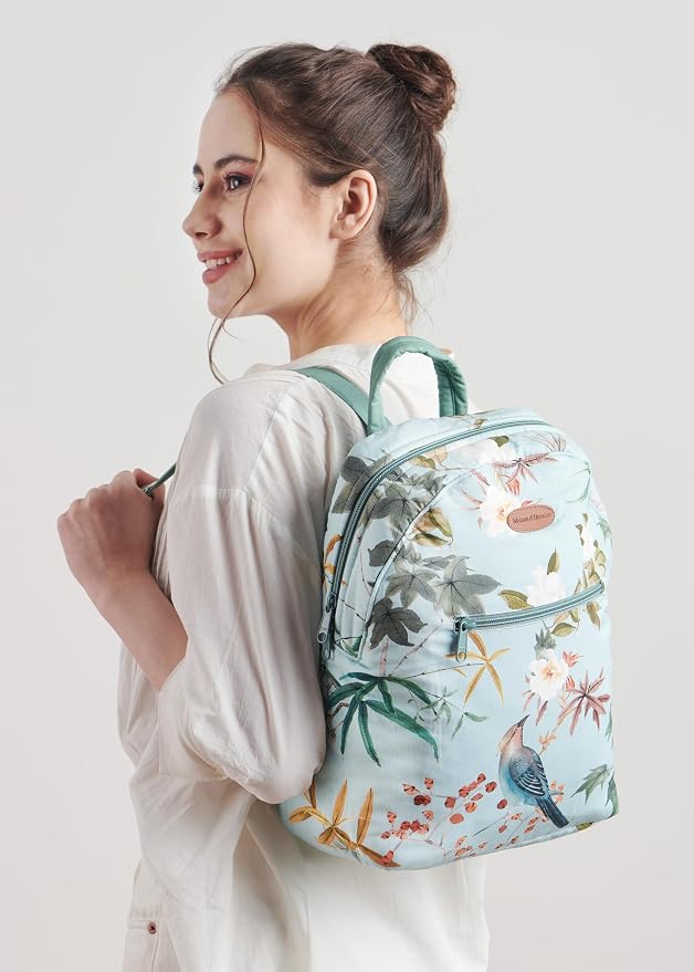 Maison d' Hermine Backpack for Women Men Cotton Shoulder Multipurpose Rucksack with Small Pouch Lightweight Multi Pocket Bag for Travel Work Beach Perfect for Spring Summer (Hokuzai - Blue) - Image 7