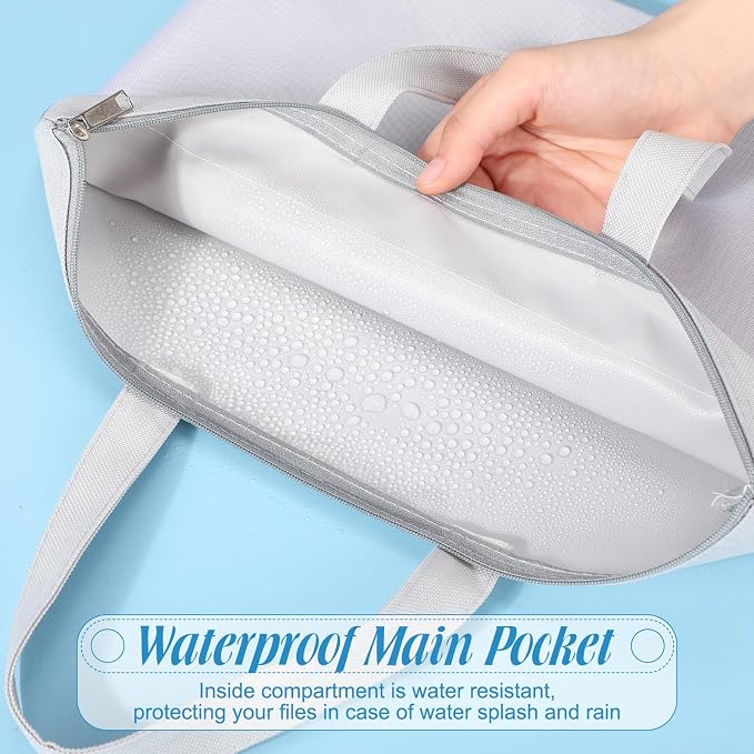 Zhehao 16 Pcs Student Book Pouches with Handle Waterproof Document Bag Sew Project Bag for Quilting Mesh Zipper Pouch File Artwork Storage Organize for A4 Files, 14 x 11 Inch - Image 2