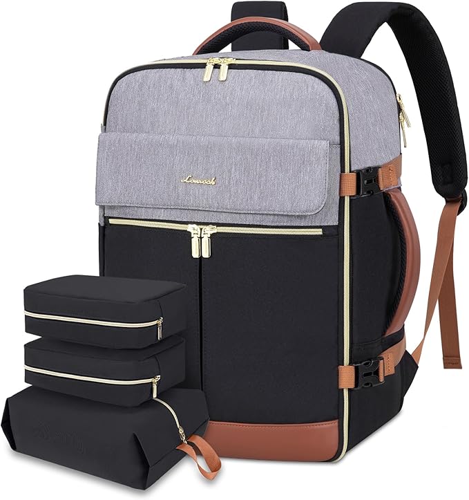 LOVEVOOK 40L Large Travel Backpack for Women, Flight Approved, Waterproof, TSA Compliant, Fits 17.3'' Laptop, 17 Pockets, 3 Packing Cubes by LOVEVOOK