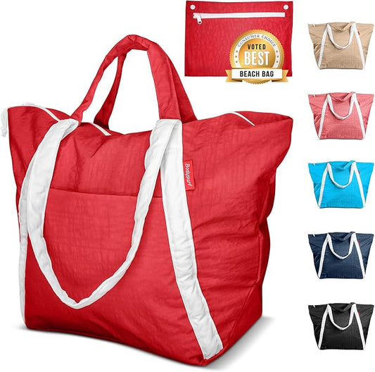 Bodysurf Beach Bag Waterproof Sandproof, Foldable Packable Travel Zip Tote by Bodysurf