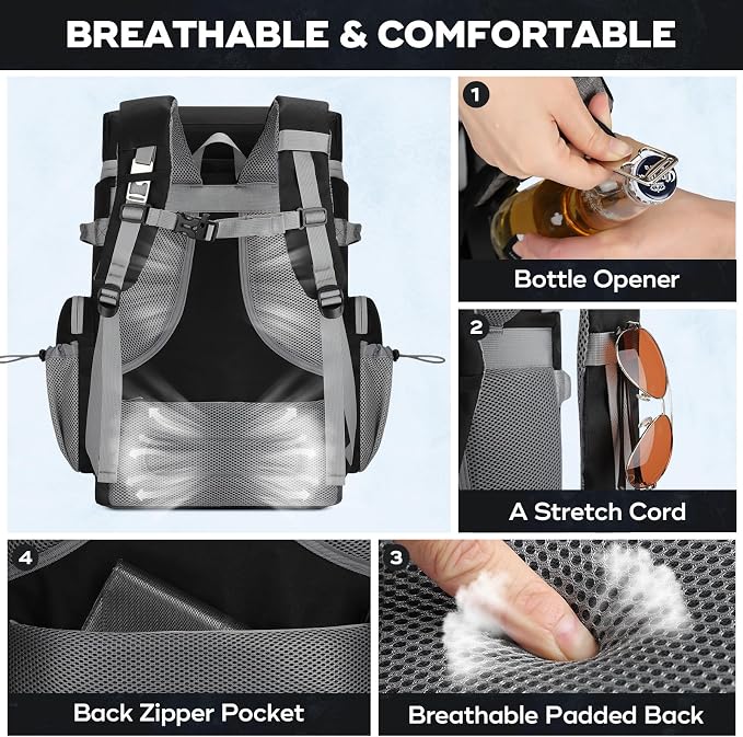 Maelstrom 35/50 Can Insulated Backpack Cooler, Leakproof Soft Lunch Ice Bag | Keeps Food Cold For 16h, Peva Liner, Durable Nylon, Ergonomic Padding. Perfect For Men, Women, Camping, Beach, Hiking, Travel - Image 6