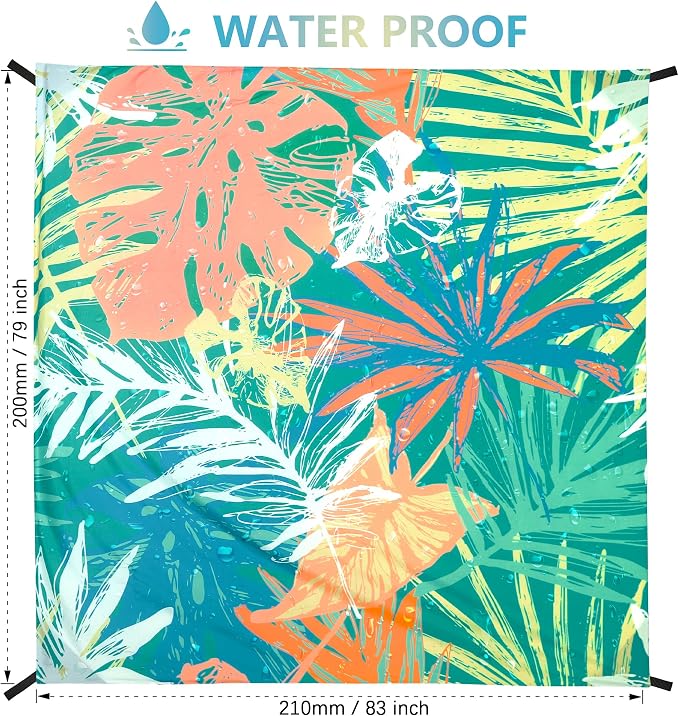 WIWIGO Beach Blanket Waterproof Sandproof Beach Mat 79" X 83"/10'x9'for 2-8 Adults Quick Drying Outdoor Picnic Mat Beach Accessories for Travel, Camping, Hiking - Image 2