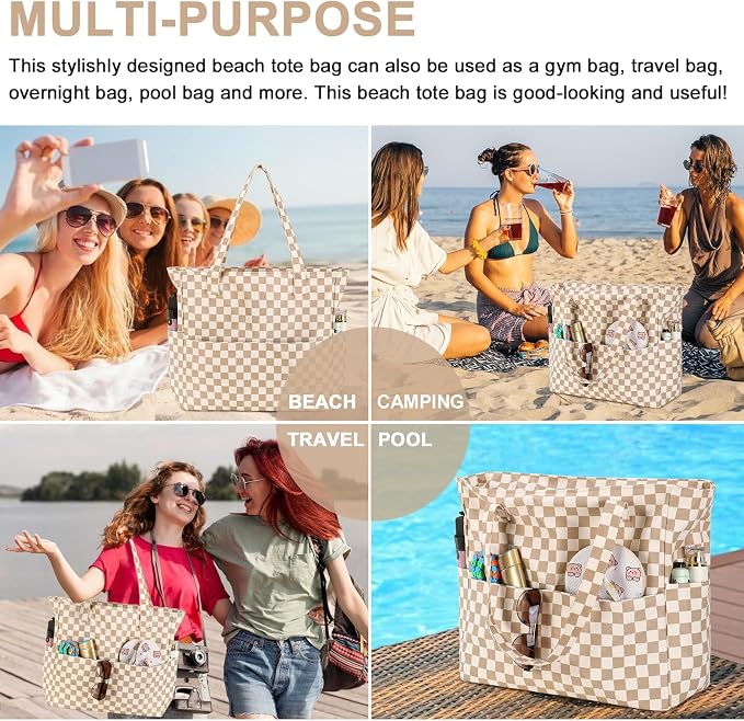Bluboon Waterproof Beach Tote Pool Bags for Women Ladies Extra Large Carry On Bag With Wet Compartment for Weekender Travel - Image 6