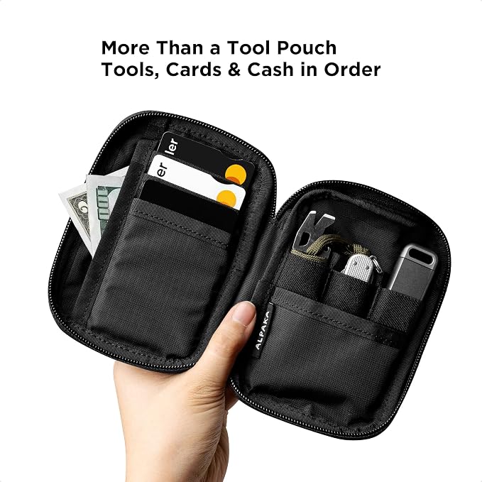 ALPAKA HUB Pouch V2 Tool Pouch Black Axoflux 210D Ripstop Nylon | For Cables, Cards, Coins, RFID Blocking Pocket Protector，Everyday Carry and Travel - Image 4