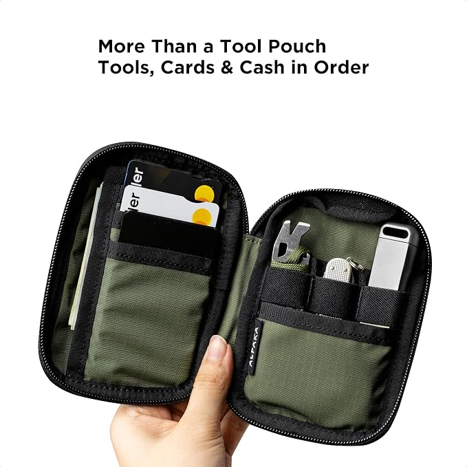 ALPAKA HUB Pouch V2 Tool Pouch Green Axoflux 210D Ripstop Nylon | For Cables, Cards, Coins, RFID Blocking Pocket Protector，Everyday Carry and Travel - Image 4