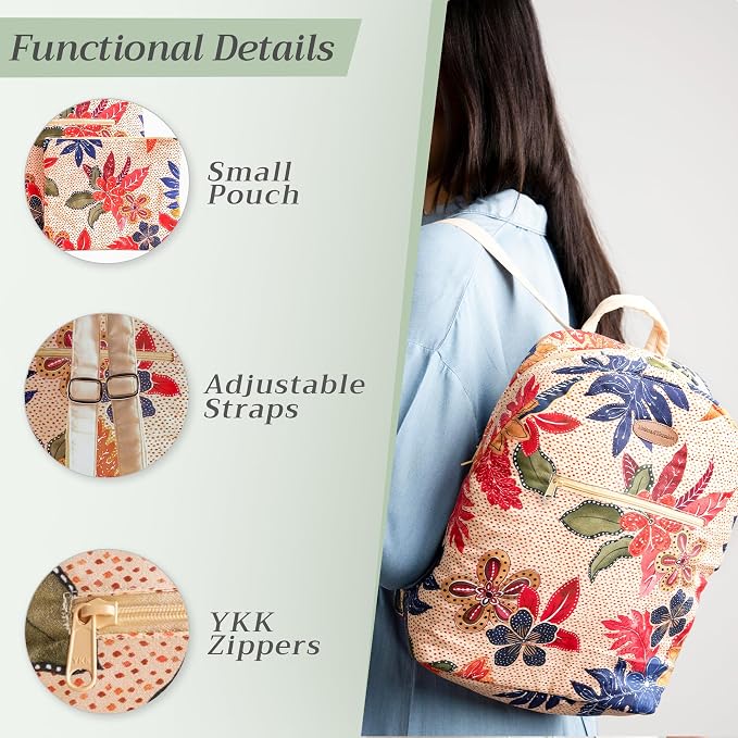 Maison d' Hermine Backpack for Women Men Cotton Shoulder Multipurpose Rucksack with Small Pouch Lightweight Multi Pocket Bag for Travel Work Beach Perfect for Spring Summer (Kalahari) - Image 4