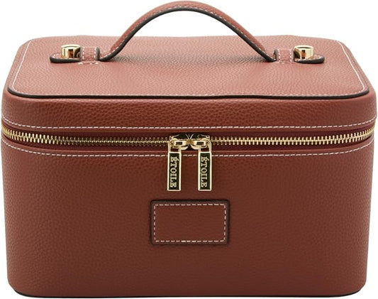 ETOILE - Vanity Case Ginger Brown - Stylish Travel Makeup Bag Organizer with Dividers by ETOILE